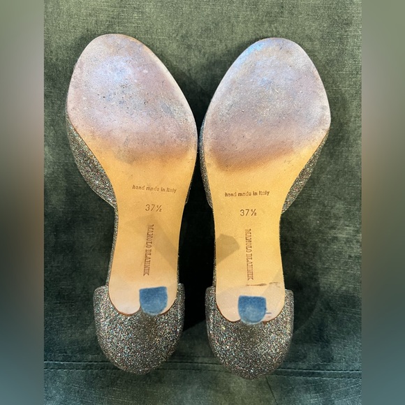 Manolo Blahnik peep toe glitter heels - Picture 2 of 4